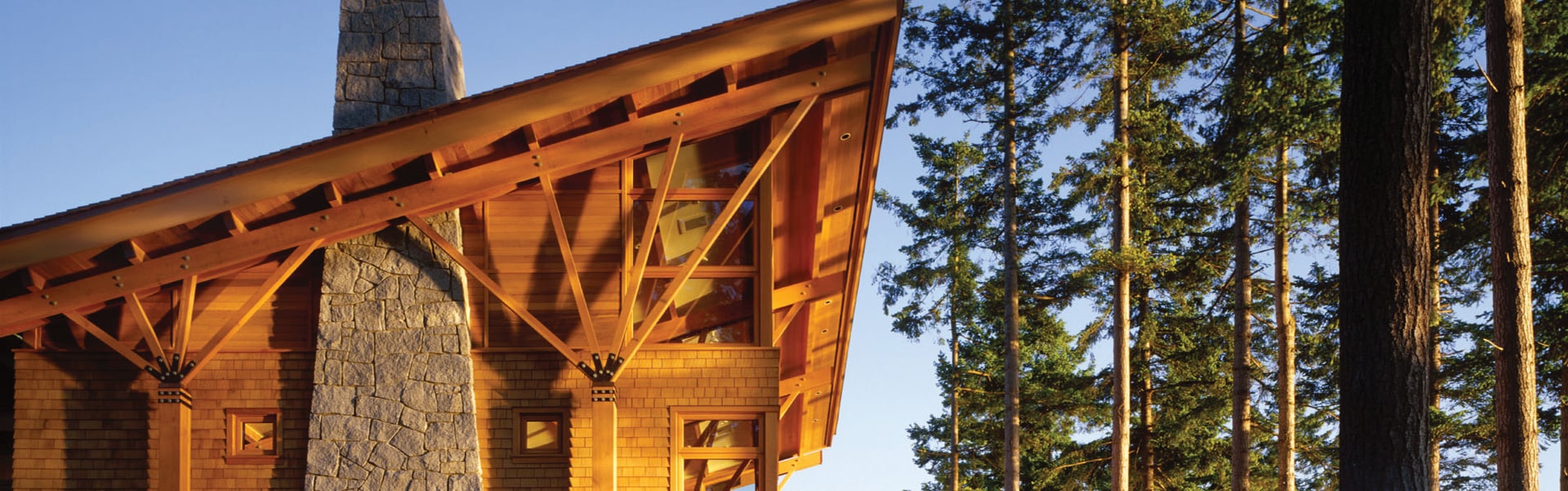 Exterior view of roof built by wood products provided by Weekes Forest Products