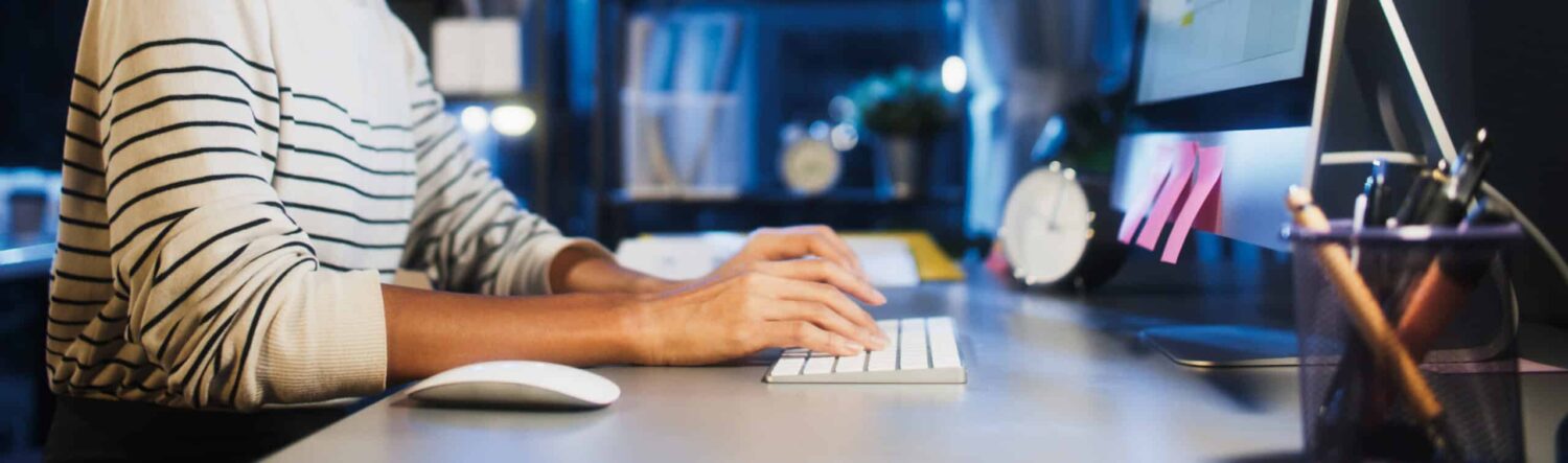 Weekes Forest Products, Inc. – Jobs & Career Opportunities Business Woman Typing at Keyboard, working late at night