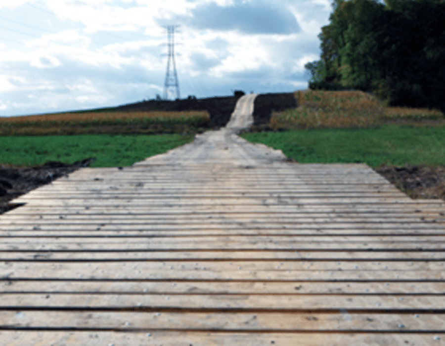 Access Matting laid outdoors in a row