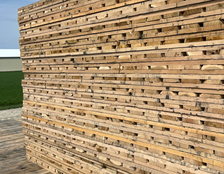 Stack of matting materials