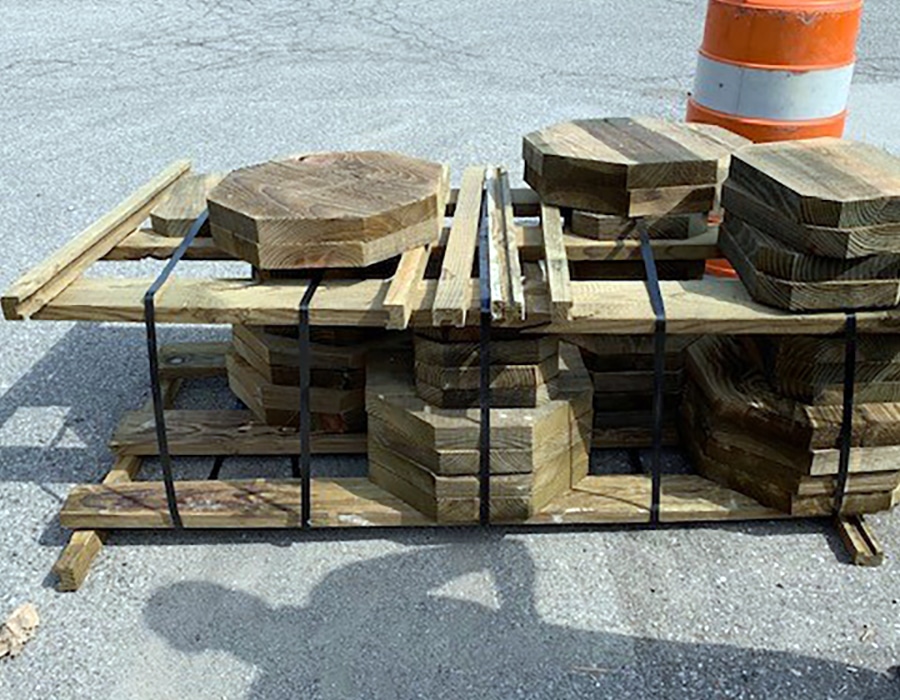 Utility Pole Footers next to a construction cone