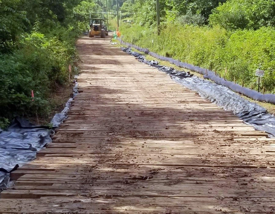 Matting Pipeline Access laid out for construction crew